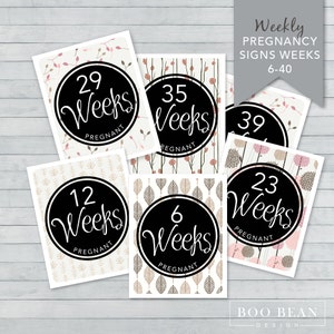 Nature Pregnancy Week by Week Instant Download Printable Card Pregnancy Photo Prop Weekly Sign Pregnancy Countdown Photo Prop image 2
