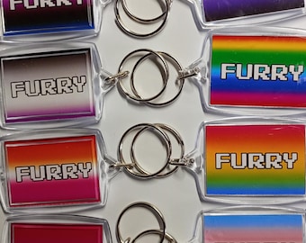 Furry Pride Keyring, Gift for Furries, LGBT Awareness, Fursuit Persona Keyring, Fursona Keychain, Fursonality Gay Bi Accessory, Trans, LGBTQ
