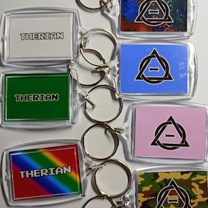 Llavero con el logo de Therian, llavero de Thetadelta, accesorio peludo, fandom de Therianthrope, otherkin, identidad no humana, llavero de Therianthropy
