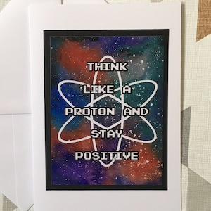 Carte de santé mentale ringard, pensez comme un proton, voeux de bien-être mental, inspiration galaxie, dépression, rétablissement rapide, carte d'astronomie