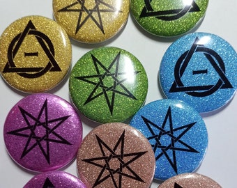 Glittery Therian Badge, Therian Pin, Otherkin Gear, Nonhuman Accessory, Therian Symbol Badge, Theta Delta, Therianthropy Community,