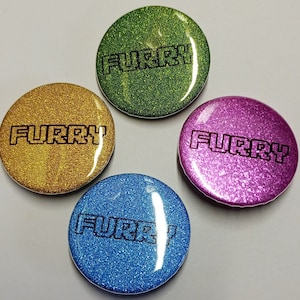 CLEARANCE Glittery Furry Badges, Shiny Fursuit Accessory, Fursuiter Pin, Furry Shiny Suit Addon, Furry Fandom