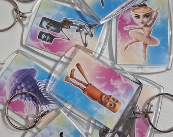 Italian Brainrot Keyring, Funny Meme Accessory, Gift for Kids, Brainrot Aesthetic Accessory, Bananino, Tralalero Tralala, Din Dun, Patapim