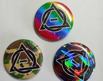 Therian Logo Sparkly Pin Badge, Thetadelta Pin, Furry Accessory, Therianthrope Fandom, Otherkin, Nonhuman Identity, Therianthropy Badge