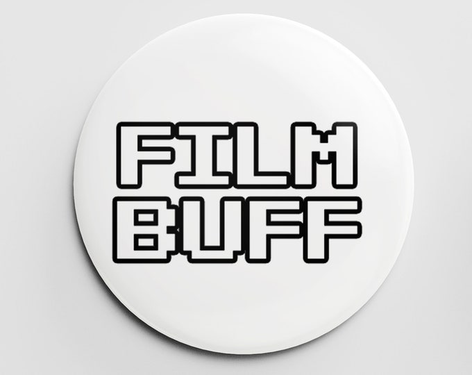 Film Buff 32mm Pin Badge, Retro Inspired, Movie Lover, Cinema Fan Gift, Fathers Present, Movie Aficionado