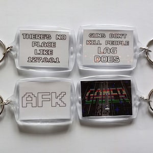 CLEARANCE Geeky Sparkly Keyring, Gaming Inspired Keychain, Nerd Key Fob, Gift for Gamers, Videogame Inspired, Nerdy Key Accessory,