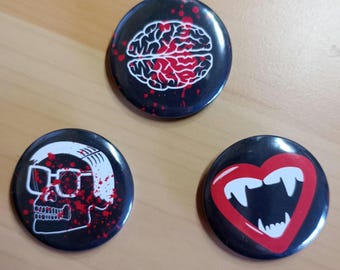 Horror Halloween Badge, Spooky Scary Pin, Gift for Horror Fan, Serial Killer Badge, True Crime Fanatic, Zombie Lover, Vampire, Scary Movie