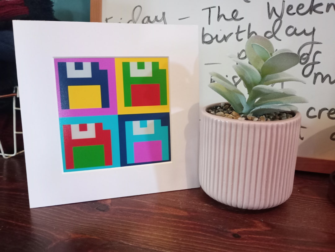 Retro Computing Art Print, Floppy Disc Computer Art, Pop Art Style Art ...