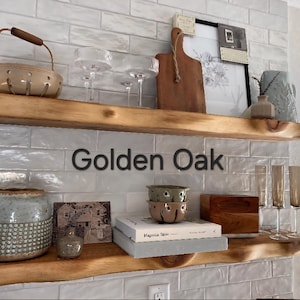 Live Edge Look Solid Wood Floating Shelf: Hand Carved Custom Colors and Sizes