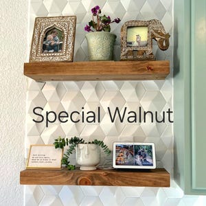 Rustic Square Edge Solid Wood Floating Shelf: Custom Colors and Sizes Special Walnut