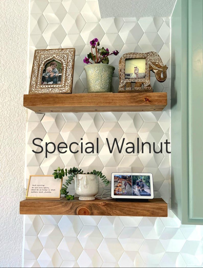 Rustic Square Edge Solid Wood Floating Shelf: Custom Colors and Sizes Special Walnut