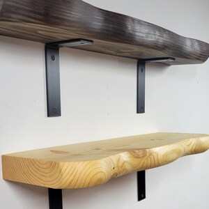 Hand Carved Rounded Edge Solid Wood Shelf With Iron Brackets: Custom ...