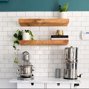 Rustic Square Edge Solid Wood Floating Shelf: Custom Colors and Sizes image 7