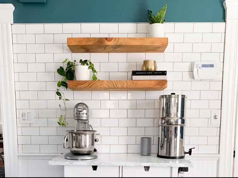 Rustic Square Edge Solid Wood Floating Shelf: Custom Colors and Sizes image 7
