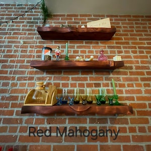 Live Edge Look Solid Wood Floating Shelf: Hand Carved Custom Colors and Sizes image 10