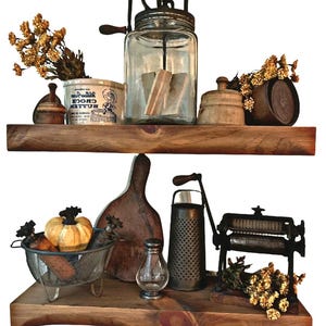 Rustic Curved Edge Solid Wood Floating Shelves: Set of Two 24" image 6