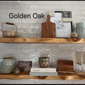 Live Edge Look Solid Wood Floating Shelf: Hand Carved Custom Colors and Sizes image 6