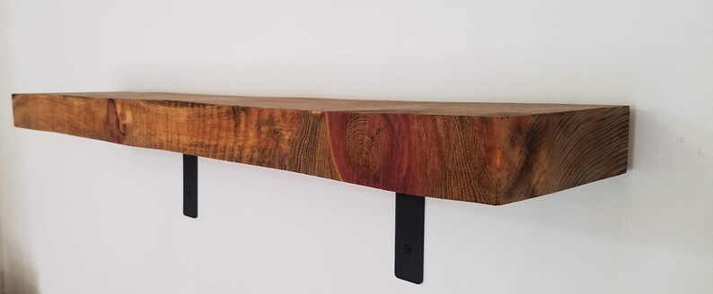 Farmhouse Solid Wood Shelves with Iron Brackets 48inch (Set of Two) - Thumbnail 5