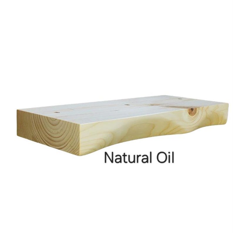 Rustic Curved Edge Solid Wood Floating Shelves: Set of Two 24" Natural Oil