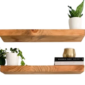 Rustic Square Edge Solid Wood Floating Shelf: Custom Colors and Sizes image 15