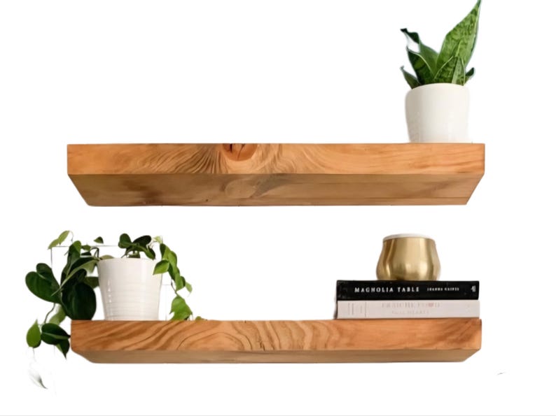 Rustic Square Edge Solid Wood Floating Shelf: Custom Colors and Sizes image 15