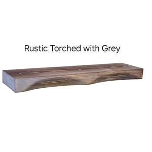 Rustic Curved Edge Solid Wood Floating Shelves: Set of Two 24" Rustic Torched Grey