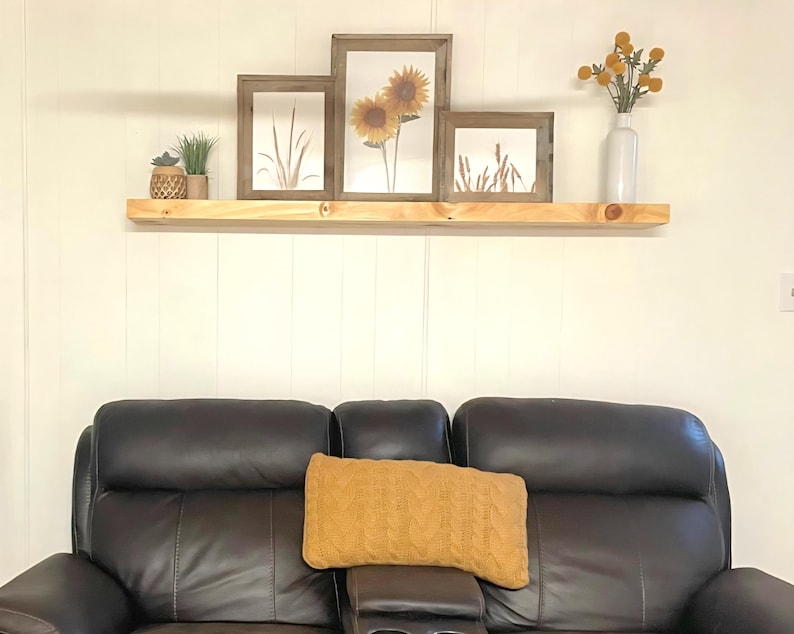 Rustic Square Edge Solid Wood Floating Shelf: Custom Colors and Sizes Natural with Oil