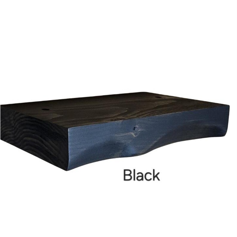 Rustic Curved Edge Solid Wood Floating Shelves: Set of Two 24" Black
