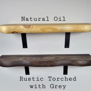 Hand Carved Rounded Edge Solid Wood Shelf With Iron Brackets: Custom ...