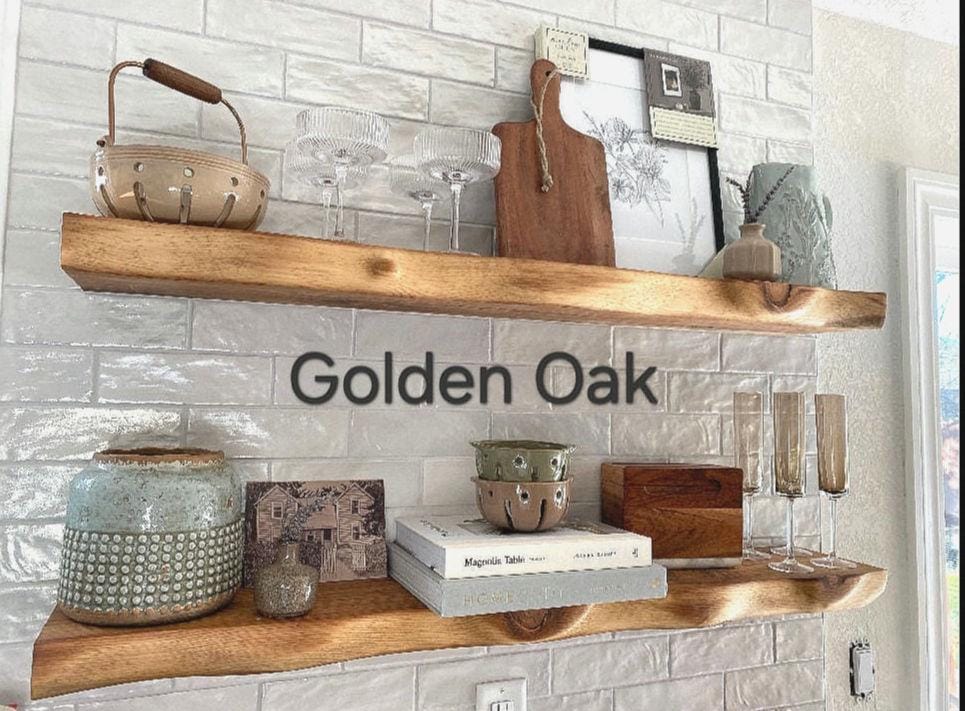 Live Edge Rustic Look Solid Wood Floating Shelf