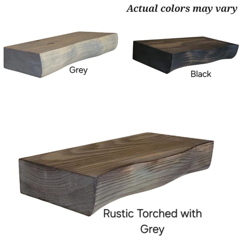 Live Edge Look Solid Wood Floating Shelf: Hand Carved Custom Colors and Sizes image 16