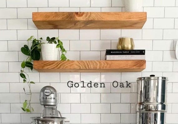 Rustic Square Edge Solid Wood Floating Shelf: Custom Colors and Sizes