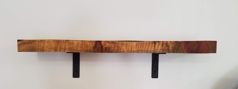 Farmhouse Solid Wood Shelves with Iron Brackets 48inch (Set of Two) - Thumbnail 3