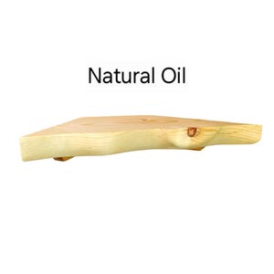 Live Edge Hand Carved Solid Wood Corner Shelf: Open Back Cord Access Natural Wood Oil