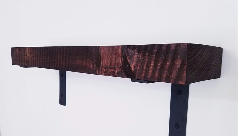 Farmhouse Solid Wood Shelves with Iron Brackets 48inch (Set of Two)