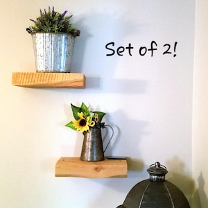 Solid Wood Floating Shelves 12inch: Curved Edge, Set of 2
