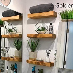Rustic Curved Edge Solid Wood Floating Shelves: Set of Two 24" image 7