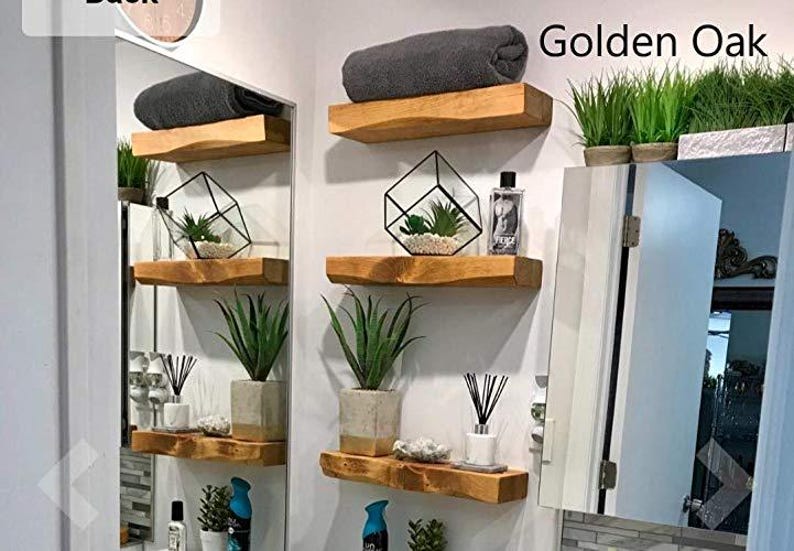 Rustic Curved Edge Solid Wood Floating Shelves: Set of Two 24" image 7