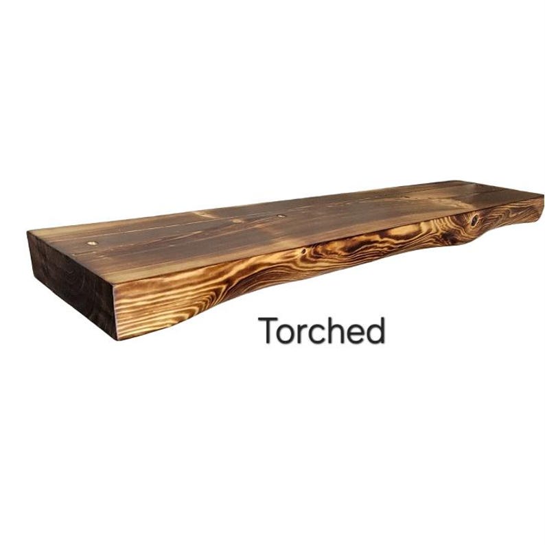Rustic Curved Edge Solid Wood Floating Shelves: Set of Two 24" image 15