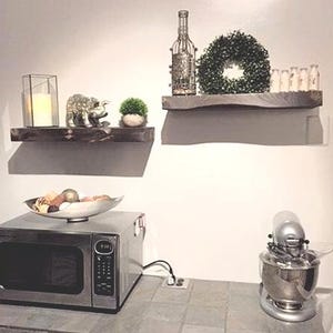 Rustic Curved Edge Solid Wood Floating Shelves: Set of Two 24" image 9