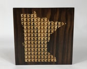 MN State Sign- Minnesota Pic in Pic - Carved Wood Sign- State of Minnesota - Cabin Plaque - Rustic Wood Sign - Engraved Wooden Sign