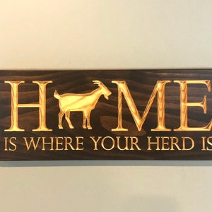 Goat Herd Home - Home Carved Wooden Signs-herd Sign-wood Decor -house ...