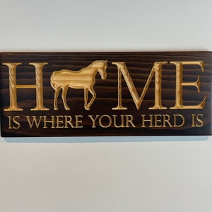 Horse Home-home Carved Wooden Signs-herd Sign-wood Decor Signs-house ...