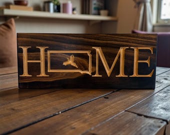 South Dakota Pheasant Carved Wood Home Sign
