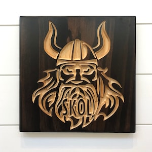 Carved Wood Sign - Victor Viking - Minnesota Sport -  Unique Gift - Vikings - Minneskolta - Minnesota Viking - Sports Decor - Viking Plaque