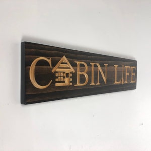 Carved Wooden Sign - Cabin Life - Cottage Sign - Wall Sign - Cabin Sign ...