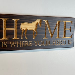 Horse Home-home Carved Wooden Signs-herd Sign-wood Decor Signs-house ...