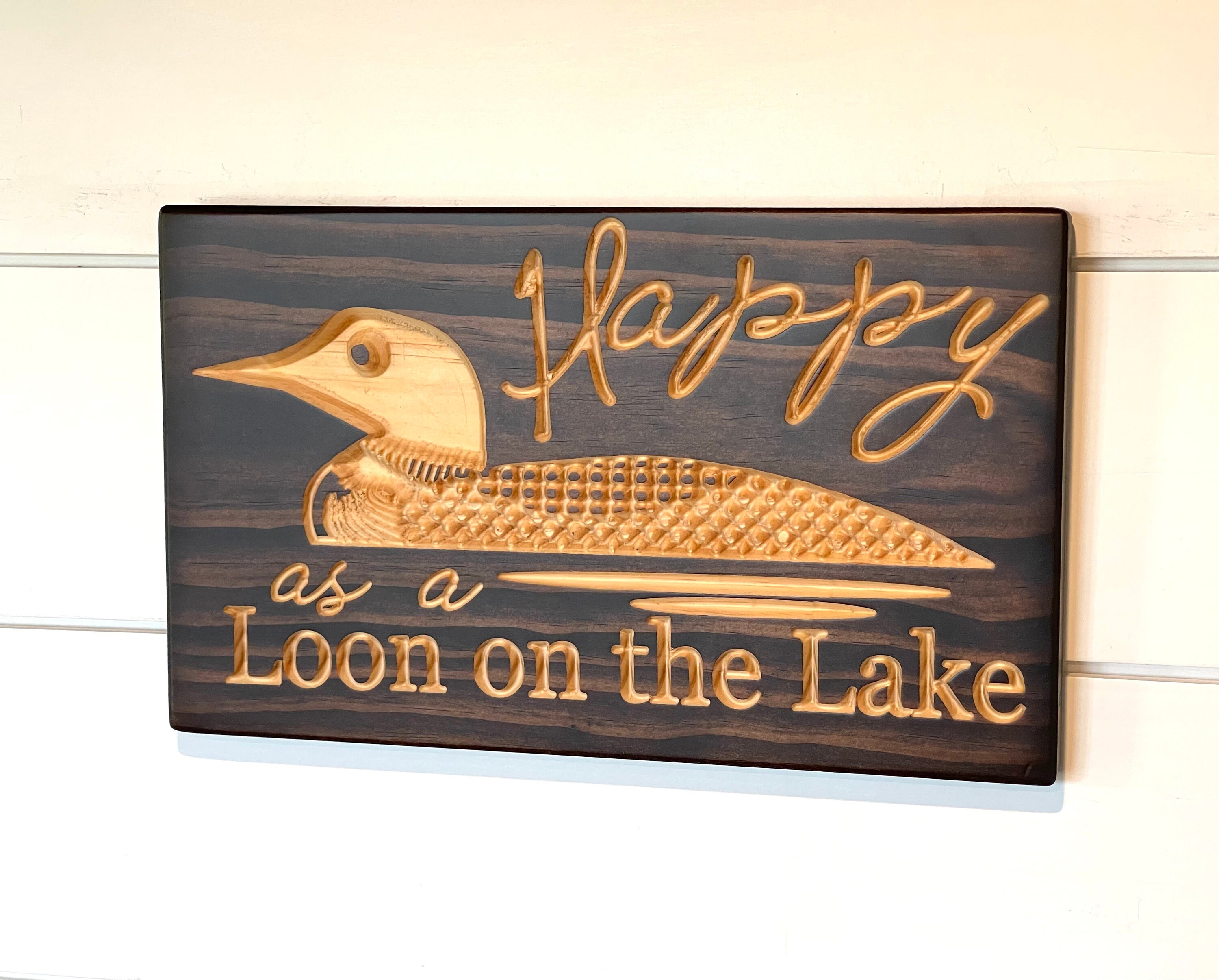 Loon Sign Happy as a Loon Carved Wood Sign Cottage Sign - Etsy Australia