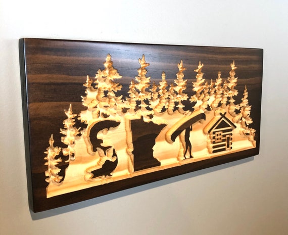 Minnesota Sota Sign Carved Wooden Sign Lake House Sign | Etsy