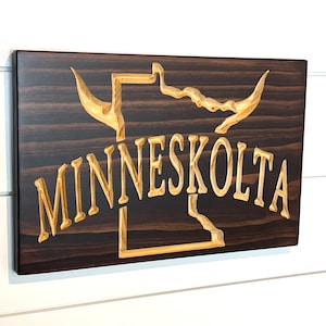 Carved Wood Sign - Minneskolta - Minnesota Sport -  - Unique Gift - Vikings - Sports Sign - Minnesota Viking - Sports Decor - Viking Plaque